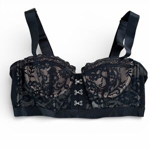 Adore Me Temperance Balconette Bra Black Lace Longline 36B NWT